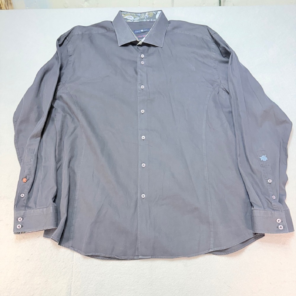 Stone‎ Rose Red Rivet Collection Gray Button Down Shirt Paisley Trim Size 5